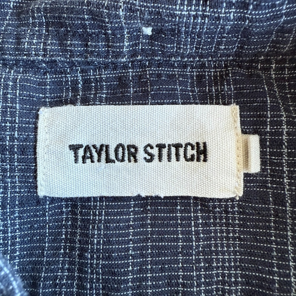 Taylor Stitch Jack Shirt Mens Large 46 Blue Plaid Button Up Organic Cotton Work - Picture 6 of 11